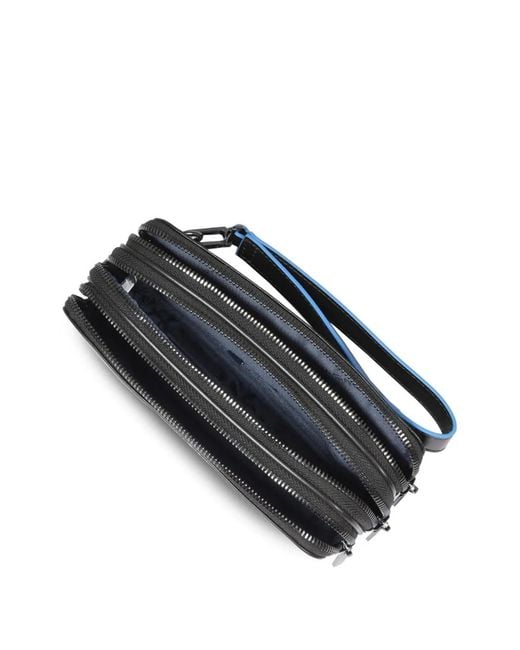 Piquadro Black Removable Dividers Leather Clutch Bag