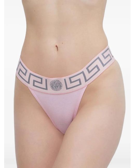 Versace Pink Greca Medusa Thong