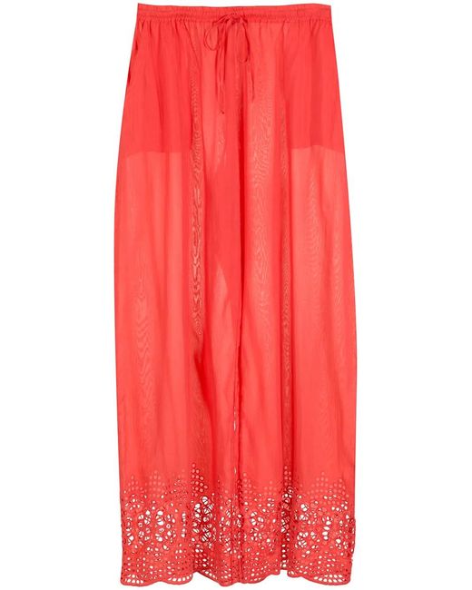 Amir Slama Red Broderie-Anglaise Palazzo Pants