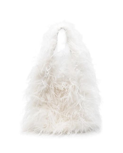 Yves Salomon White Feather Shoulder Bag