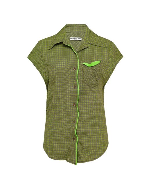OPEN YY Green Chemise Imprimée À Mancherons