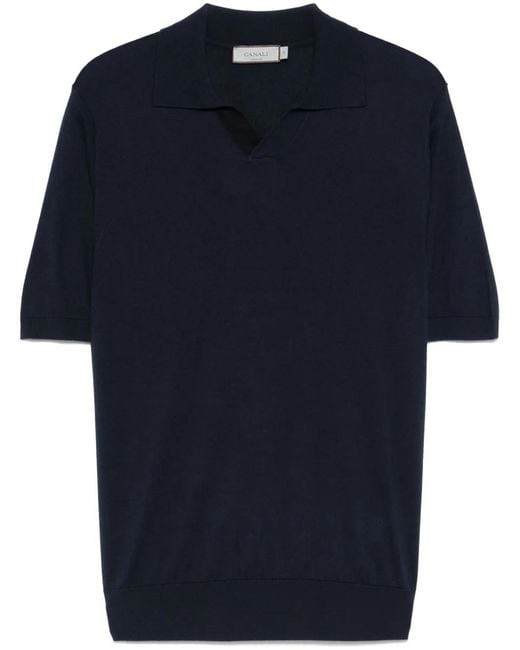 Canali Blue Polo-Collar T-Shirt for men