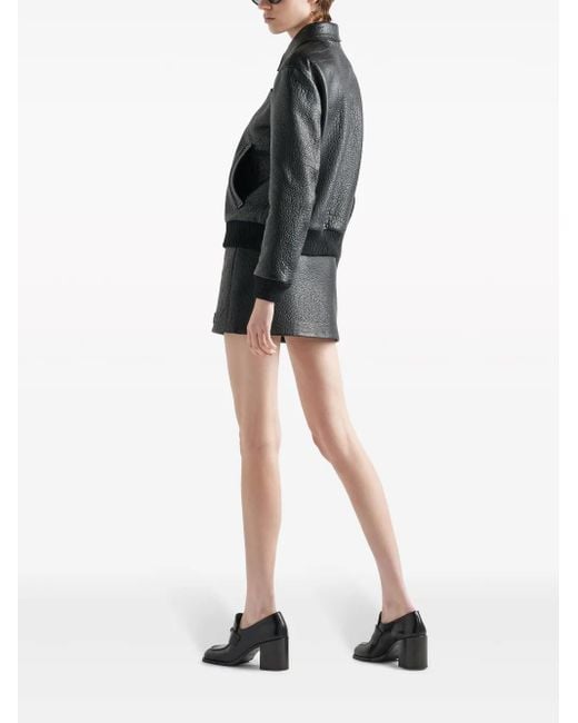 Prada Black Crocodile-Embossed Leather Jacket