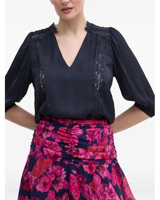 Morgan Blue V-Neck Blouse