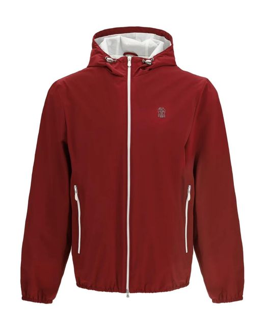 Brunello Cucinelli Red Waterproof Jacket With Hood for men