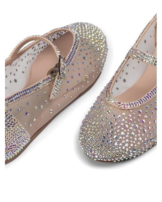 Le Silla Gray Nicole Crystal-Embellished Ballet Flats