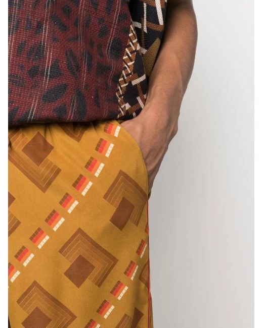 Pierre Louis Mascia Brown Patterned Wide-Leg Trousers