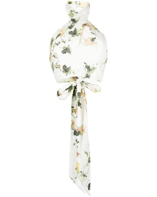 Erdem White Luna Linen Top