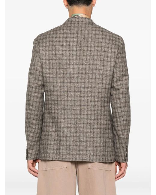 Etro Gray Checked Paisley-Lined Blazer for men