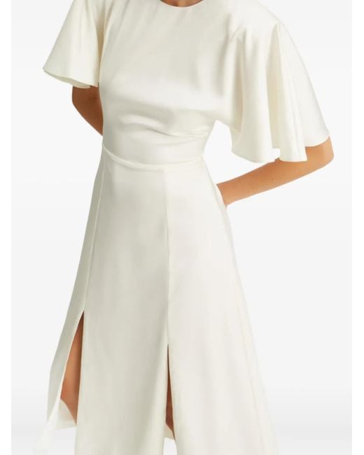 ROTATE BIRGER CHRISTENSEN White Satin Slit Midi Dress