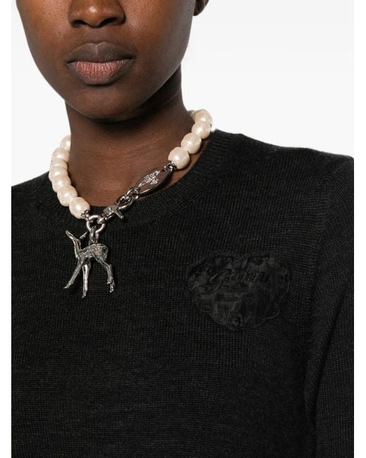 Ganni Black Logo-Detail Sweater