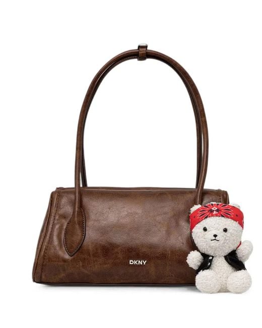 DKNY Brown Amelie Bear-Charm Tote Bag