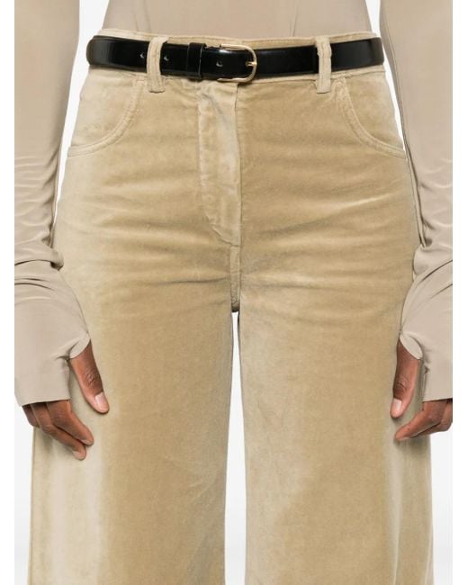 Aspesi Natural Wide-Leg Velvet Trousers