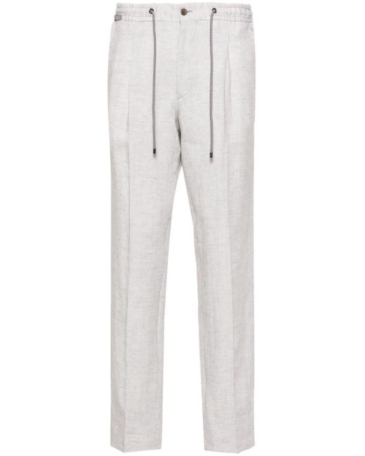 Pantalon en lin à taille élastiquée Corneliani pour homme en coloris White