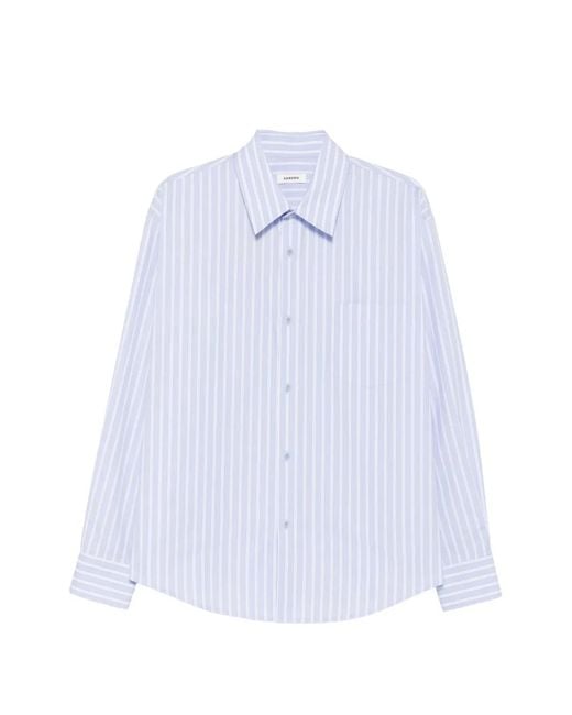 Sandro White Striped Oversized Shirt for men