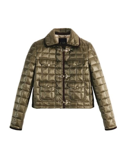 Fay Green Quilted Cropped Jacket