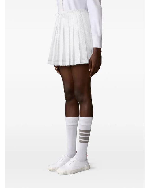 Thom Browne White Eyelash Tweed Pleated Skirt
