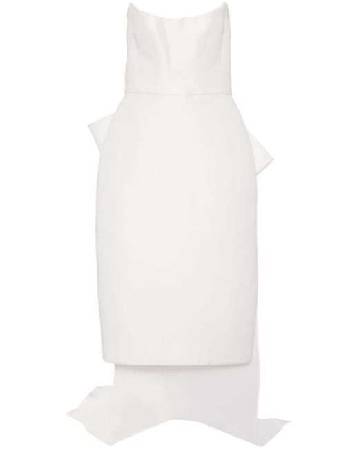 Vestido asimétrico con detalle de lazo Amsale de color White