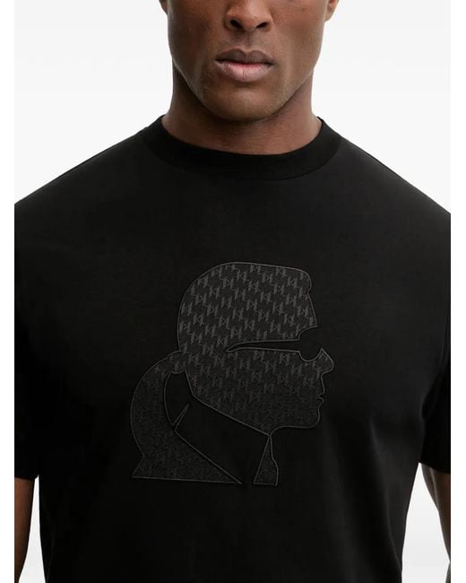 Karl Lagerfeld Black Graphic-Print T-Shirt for men