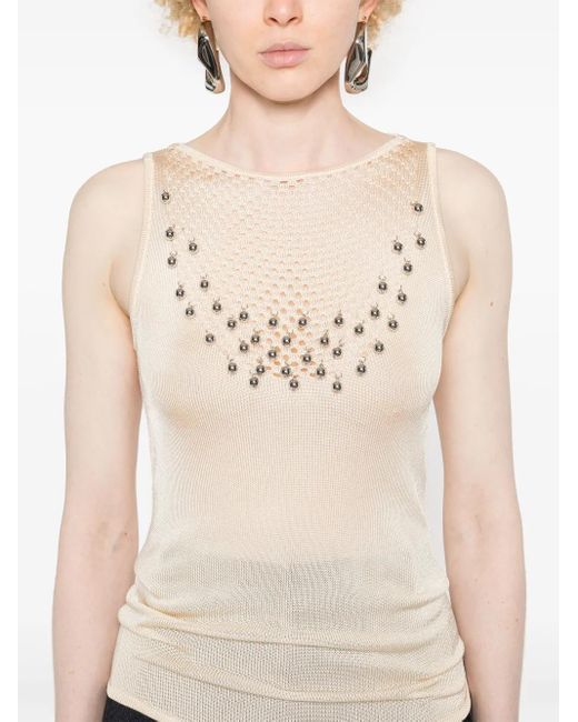 Rabanne Natural Bead-Embellished Knitted Top