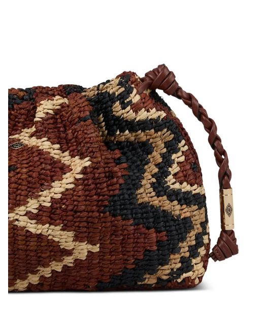 Ba&sh Brown June Zigzag-Knit Chain-Link Clutch Bag