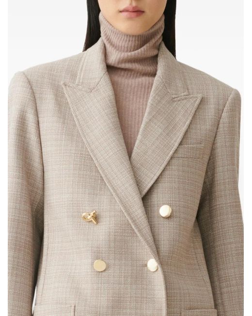 Fabiana Filippi Natural Double-Breasted Peak-Lapels Blazer