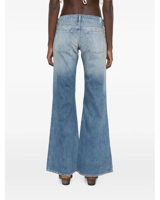 7 For All Mankind Blue Low-Rise Flared Jeans