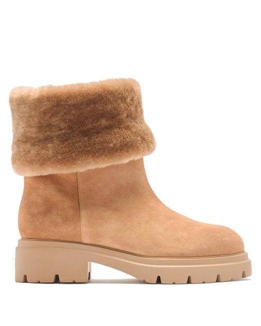 Stuart Weitzman Brown Hudson Shearling Booties