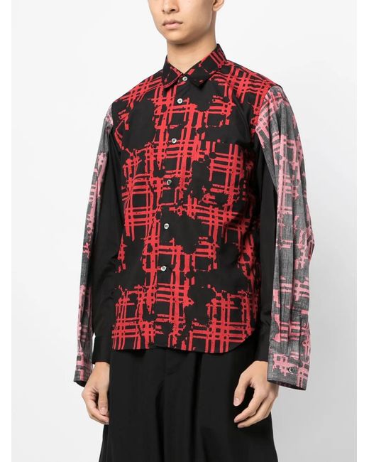 COMME DES GARÇON BLACK Red Graphic-Print Cotton Shirt