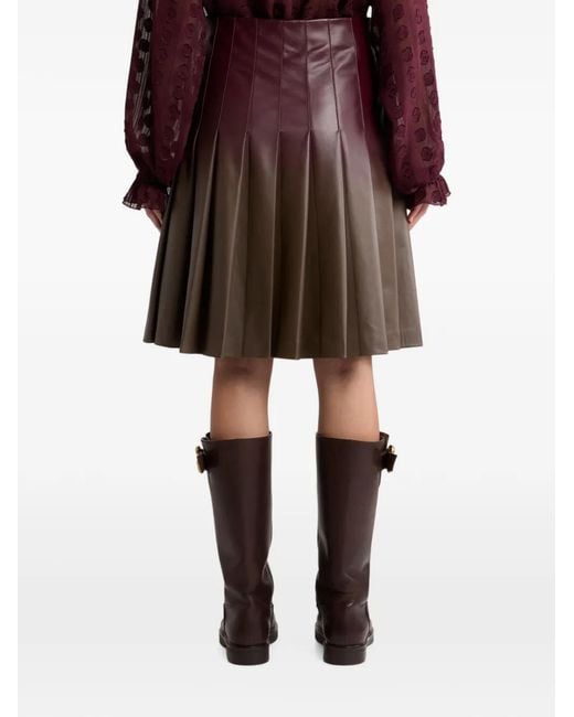 Etro Brown Short Pleated-Skirt
