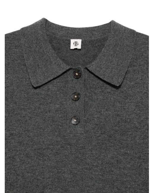THE GARMENT Gray Como Button Polo Top