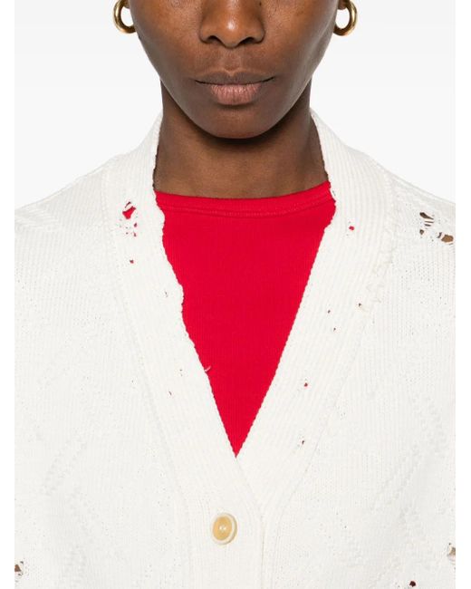 Marni White Patterned-Jacquard Cardigan