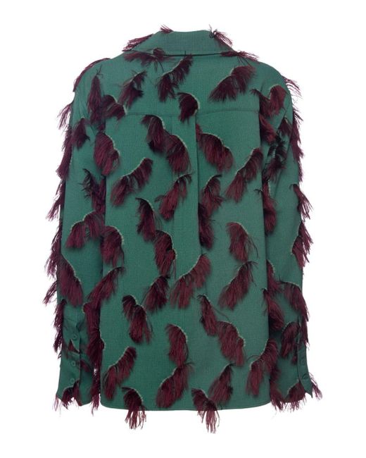 LaDoubleJ Green Milano Feather-embellished Jacket