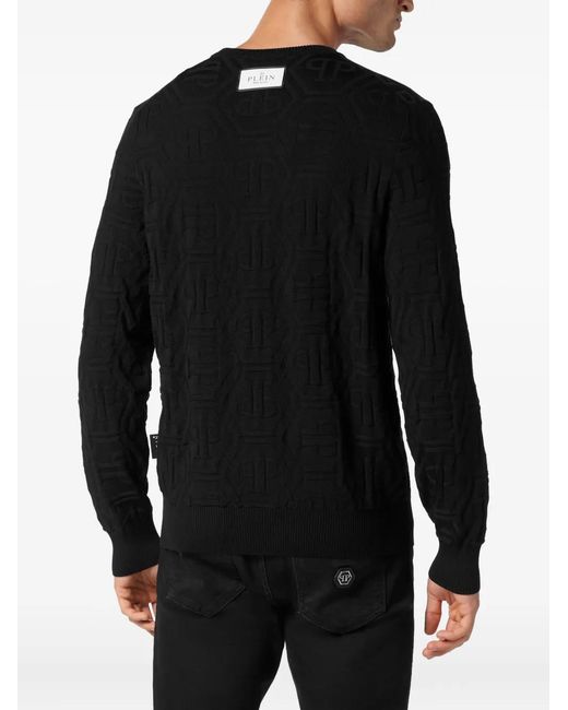 Philipp Plein Black Logo-Patch Sweatshirt for men
