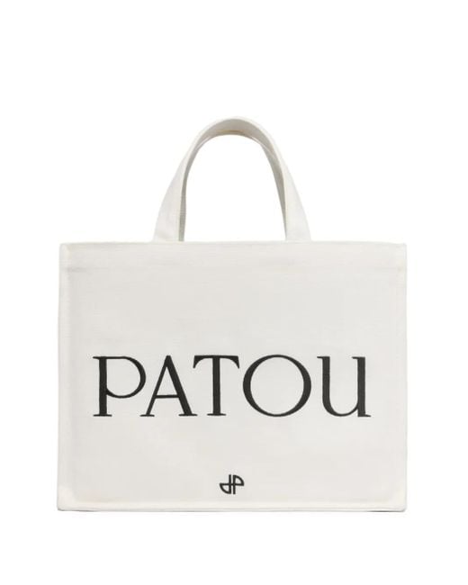 Patou White Medium Logo-Print Tote Bag
