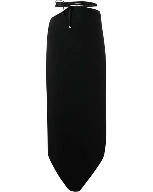 V:PM ATELIER Black Swirl Asymmetric Midi Skirt