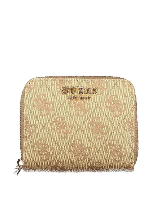 Guess Natural Monogram-Print Logo-Plaque Wallet