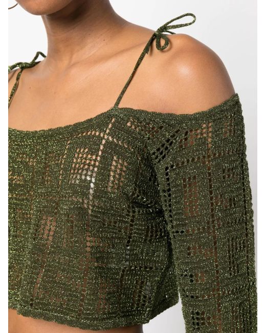 Gcds Green Off Shoulder Crop Top