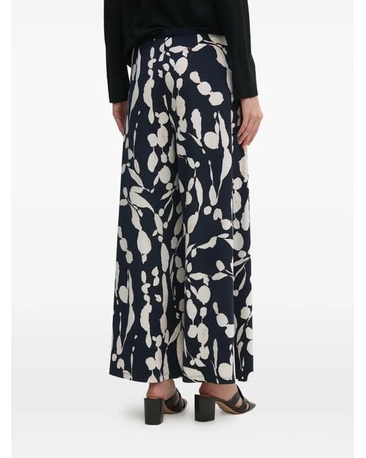 Joseph Ribkoff Blue Floral Print Tie Trousers