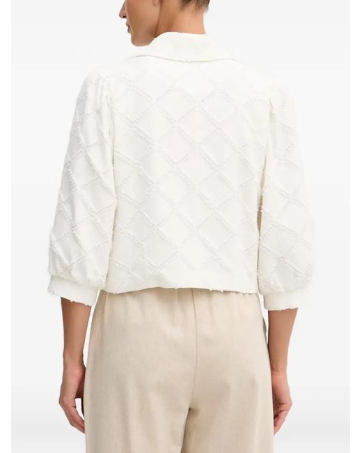 Joseph Ribkoff White Textured Diamond-Pattern Jacket