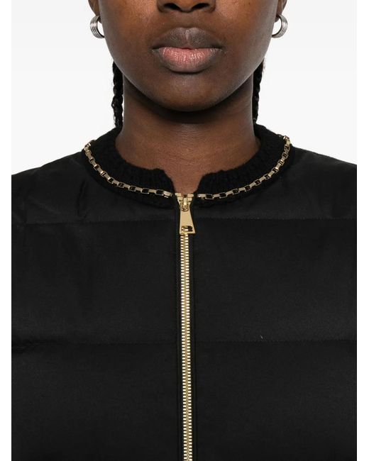 Moncler Black Quilted Chain-Trimmed Puffer Jacket