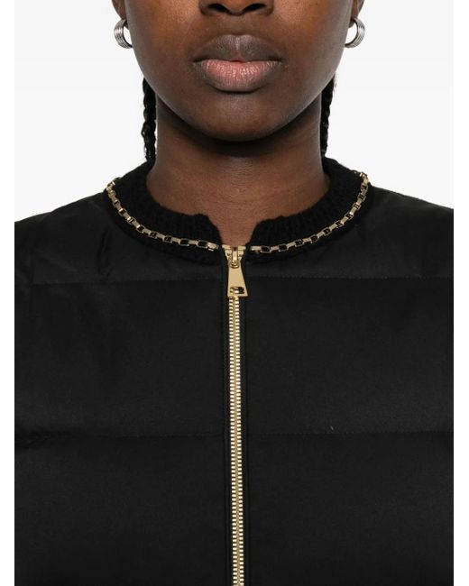 Moncler Donsjack Met Ketting Afwerking in het Black