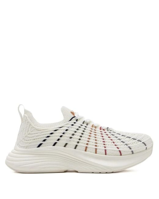 Athletic Propulsion Labs White Techloom Zipline Striped Knit Sneakers