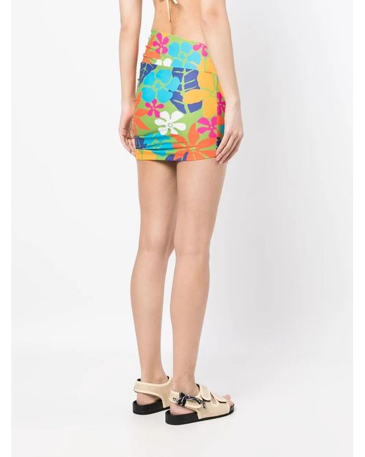 Faithfull The Brand Blue Floral-Print Short Skirt