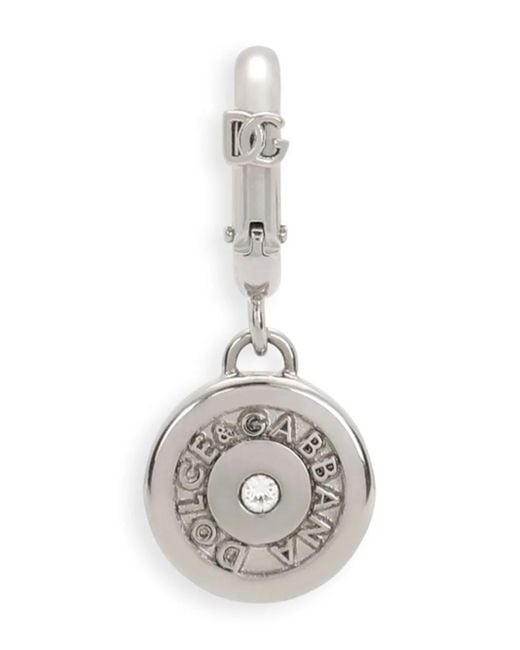 Dolce & Gabbana White Logo-Plaque Keyring for men
