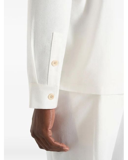 Manière De Voir White Constant Linen Long Sleeve Shirt for men