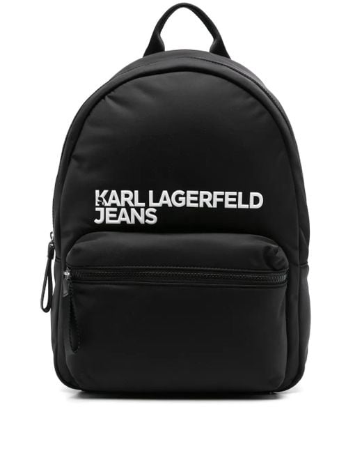 Karl Lagerfeld Black Logo-Embossed Backpack for men