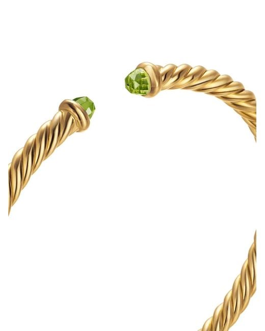 David Yurman Metallic 18Kt Cablespira Peridot Cuff