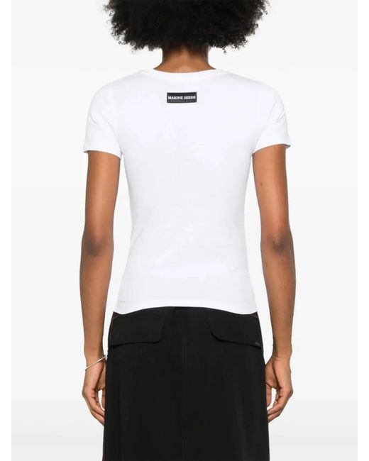 MARINE SERRE White Crescent Moon-Embroidery T-Shirt