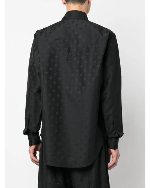 GmbH Black Hammer-Jacquard Button-Up Shirt for men